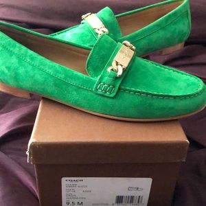 Green Coach Suede Loafers